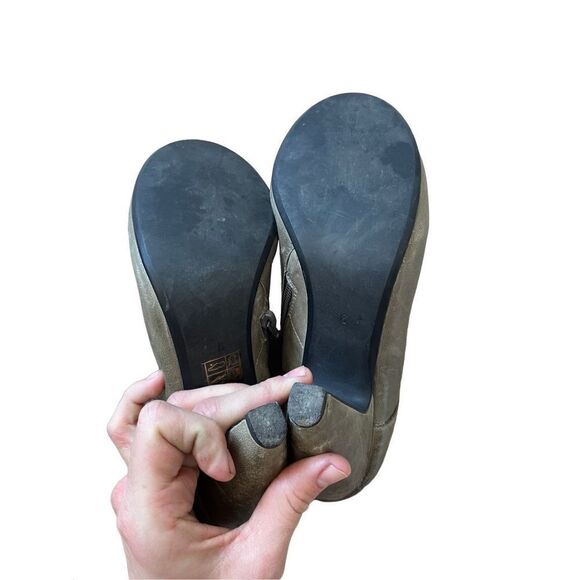 Crown Vintage Distressed Lace Front Knee Leather Green Boots size 6 - Picture 3 of 10